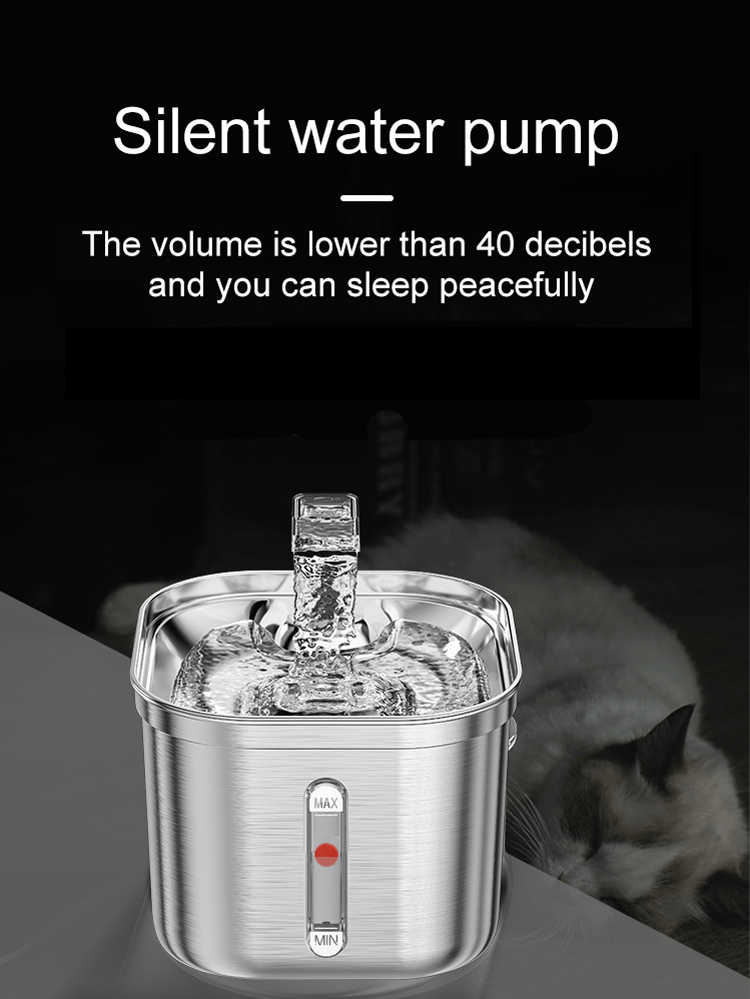 Automatic Smart 74oz/2.2L Stainless Steel Pet Water Fountain with Water Level Window for Indoor Cats