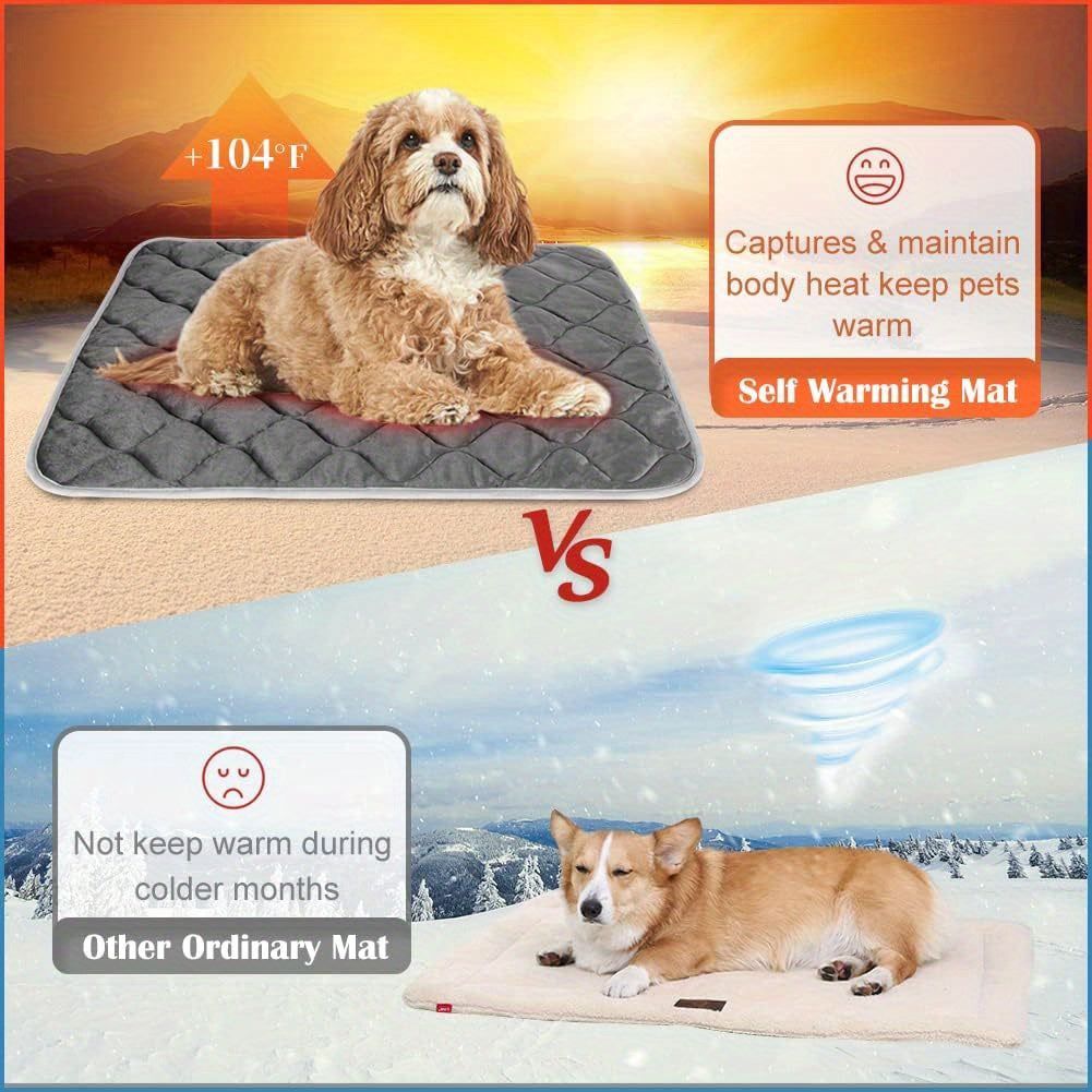 Winter Self Pet Warming Pad for Small/Large Dog Cat, Warming Cat Bed Cat Mat Thermal Pet Bed Mat, for Large Dog Non-Electric Self-Warming Dog Crate Pad for Outdoor Indoor 45"x28".