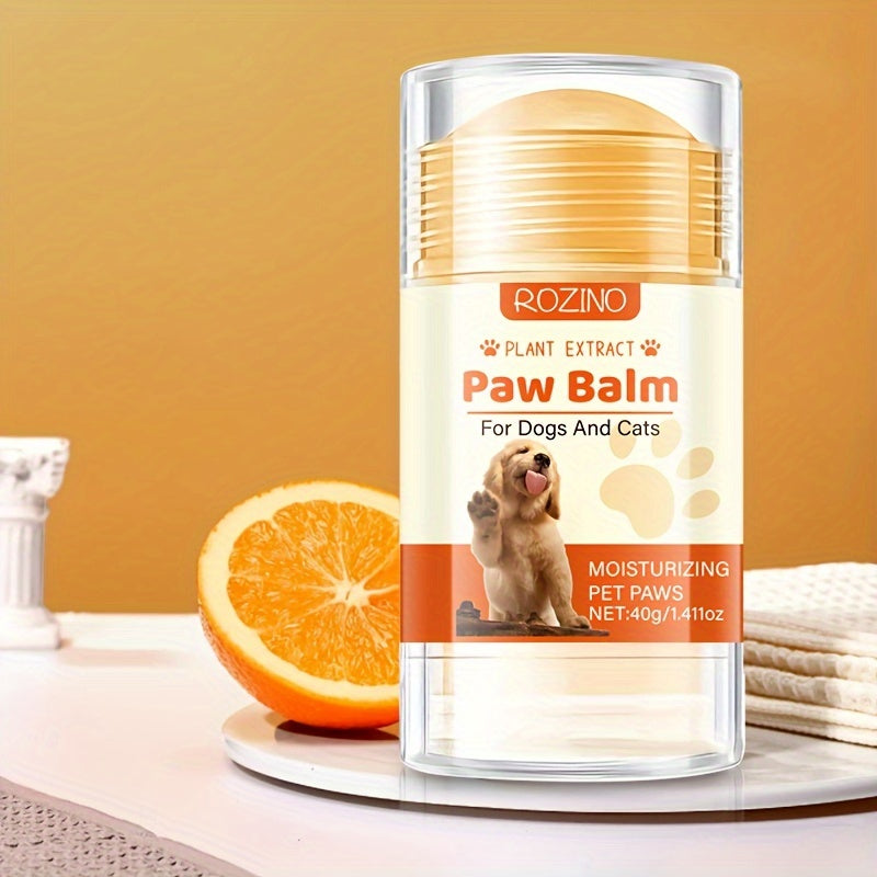 ROZINO Dog Paw Balm for Dry Cracked Paws, Moisturizing Pet Paw Care with Natural Plant Extracts, Shea Butter, Orange & Mint, Tea Tree Oil - Pet Health Supplies for Dogs & Cats - 40g/1.41oz