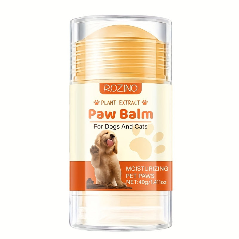 ROZINO Dog Paw Balm for Dry Cracked Paws, Moisturizing Pet Paw Care with Natural Plant Extracts, Shea Butter, Orange & Mint, Tea Tree Oil - Pet Health Supplies for Dogs & Cats - 40g/1.41oz