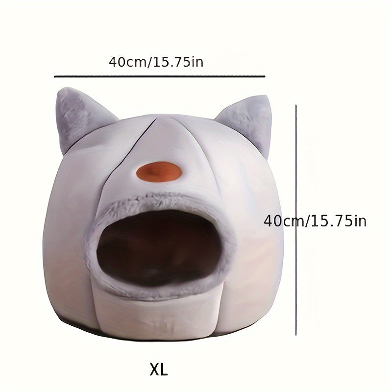 1pc Cozy Kitty Cave Pet Bed - Warm Cat House & Condo with Soft, Comfortable, and Plush Nesting Design - Perfect for Sleeping and Relaxing