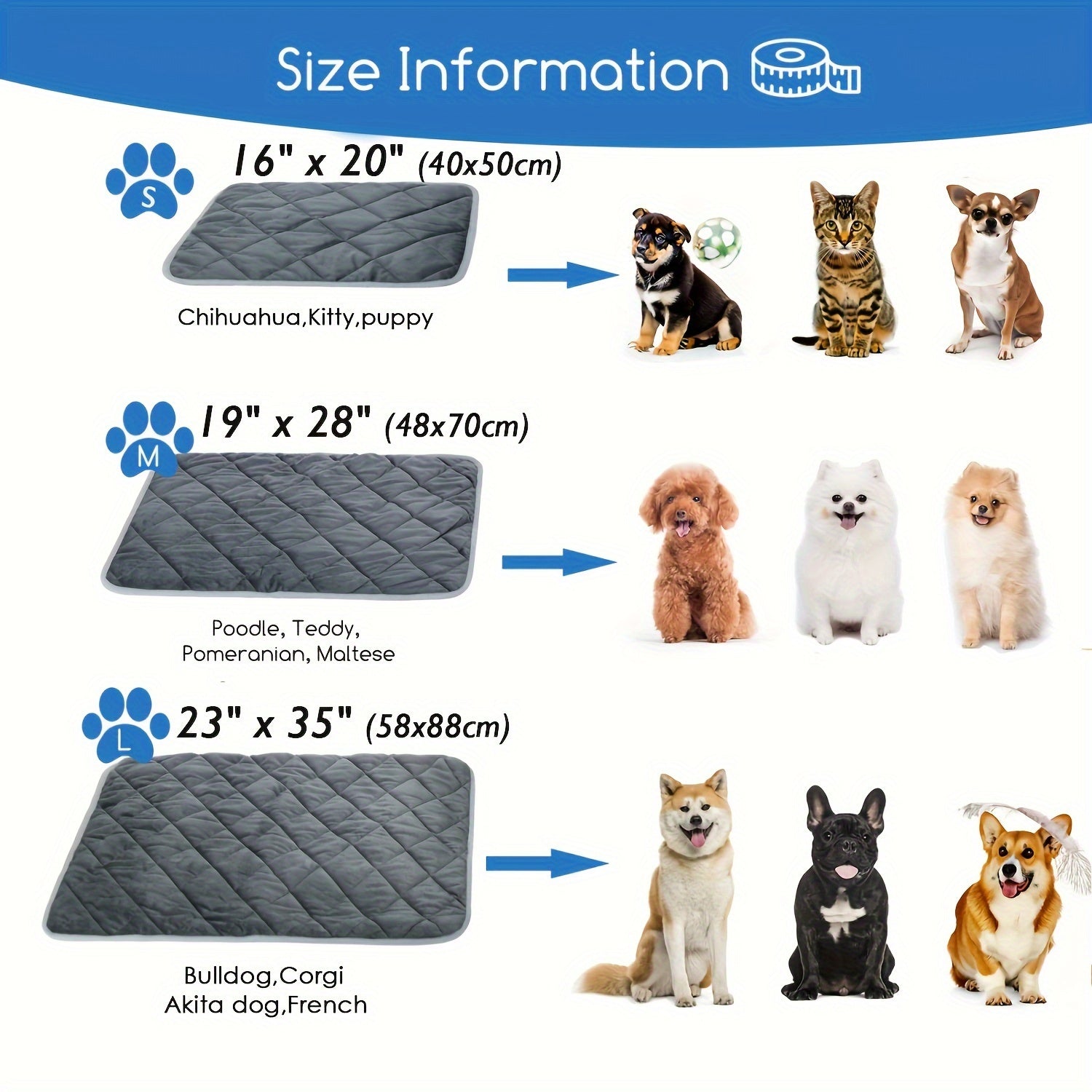 Winter Self Pet Warming Pad for Small/Large Dog Cat, Warming Cat Bed Cat Mat Thermal Pet Bed Mat, for Large Dog Non-Electric Self-Warming Dog Crate Pad for Outdoor Indoor 45"x28".