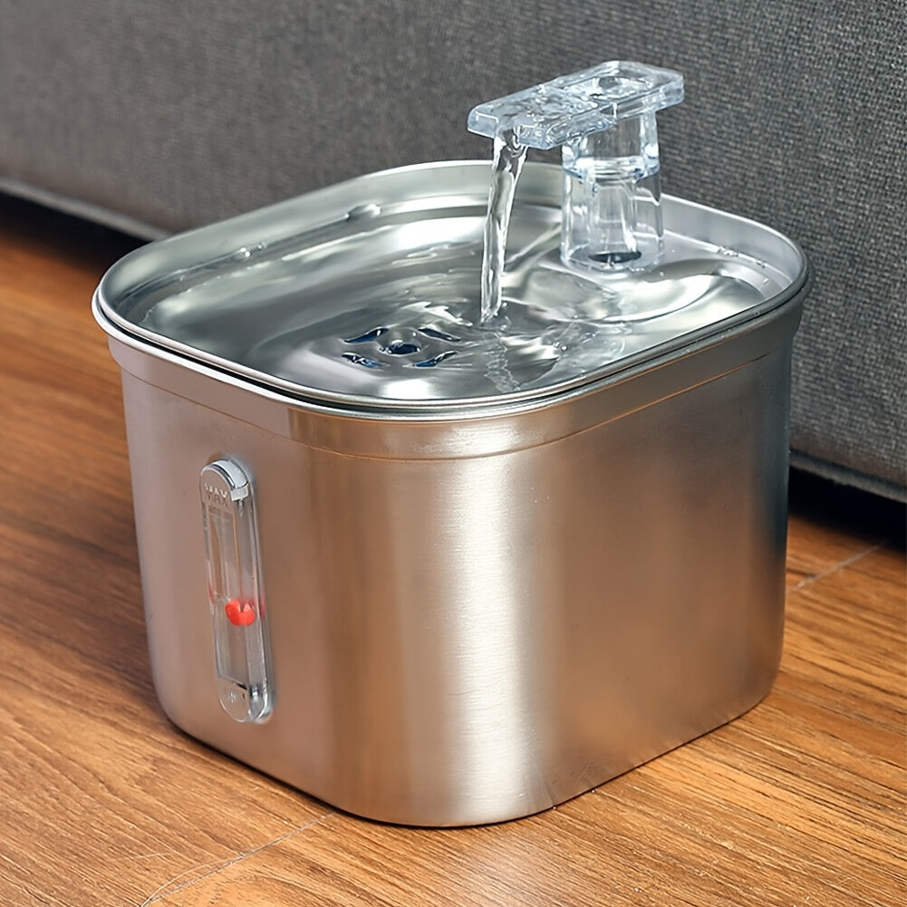 Automatic Smart 74oz/2.2L Stainless Steel Pet Water Fountain with Water Level Window for Indoor Cats