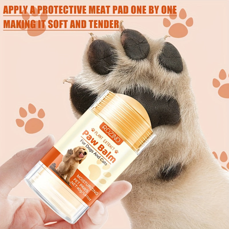 ROZINO Dog Paw Balm for Dry Cracked Paws, Moisturizing Pet Paw Care with Natural Plant Extracts, Shea Butter, Orange & Mint, Tea Tree Oil - Pet Health Supplies for Dogs & Cats - 40g/1.41oz