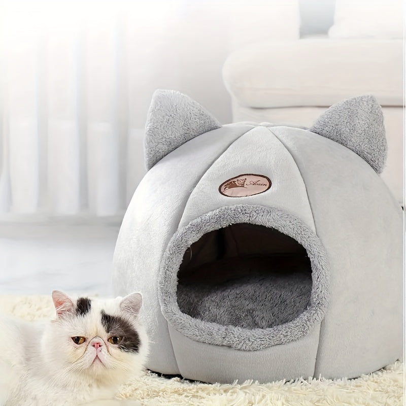 1pc Cozy Kitty Cave Pet Bed - Warm Cat House & Condo with Soft, Comfortable, and Plush Nesting Design - Perfect for Sleeping and Relaxing