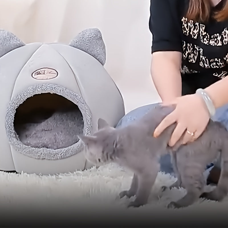 1pc Cozy Kitty Cave Pet Bed - Warm Cat House & Condo with Soft, Comfortable, and Plush Nesting Design - Perfect for Sleeping and Relaxing