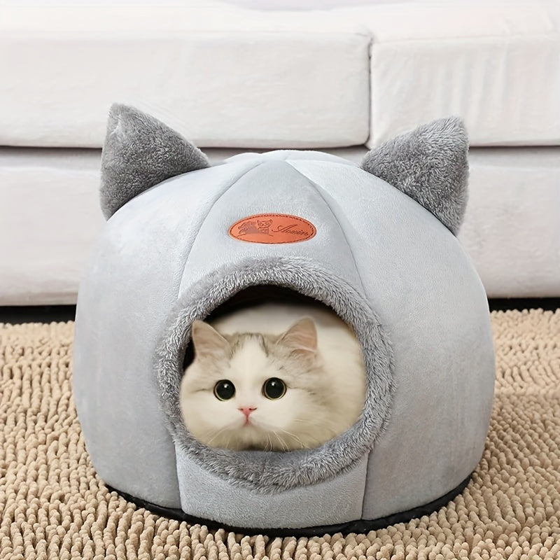 1pc Cozy Kitty Cave Pet Bed - Warm Cat House & Condo with Soft, Comfortable, and Plush Nesting Design - Perfect for Sleeping and Relaxing