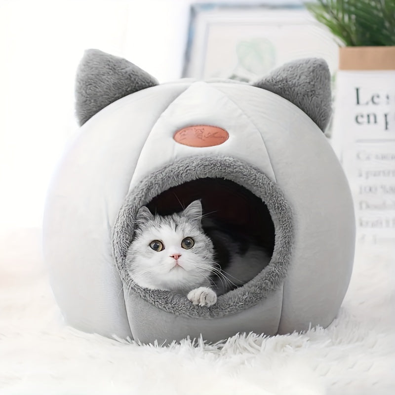 1pc Cozy Kitty Cave Pet Bed - Warm Cat House & Condo with Soft, Comfortable, and Plush Nesting Design - Perfect for Sleeping and Relaxing